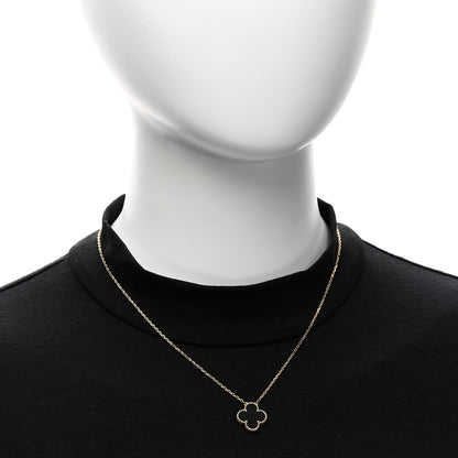 Van Cleef & Arpels 18K Yellow Gold Black Onyx Vintage Alhambra Pendant Necklace 2 of 5
