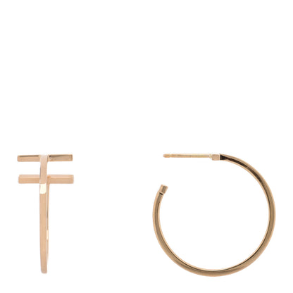 Tiffany 18K Rose Gold Medium T Wire Hoop Earrings 1 of 4