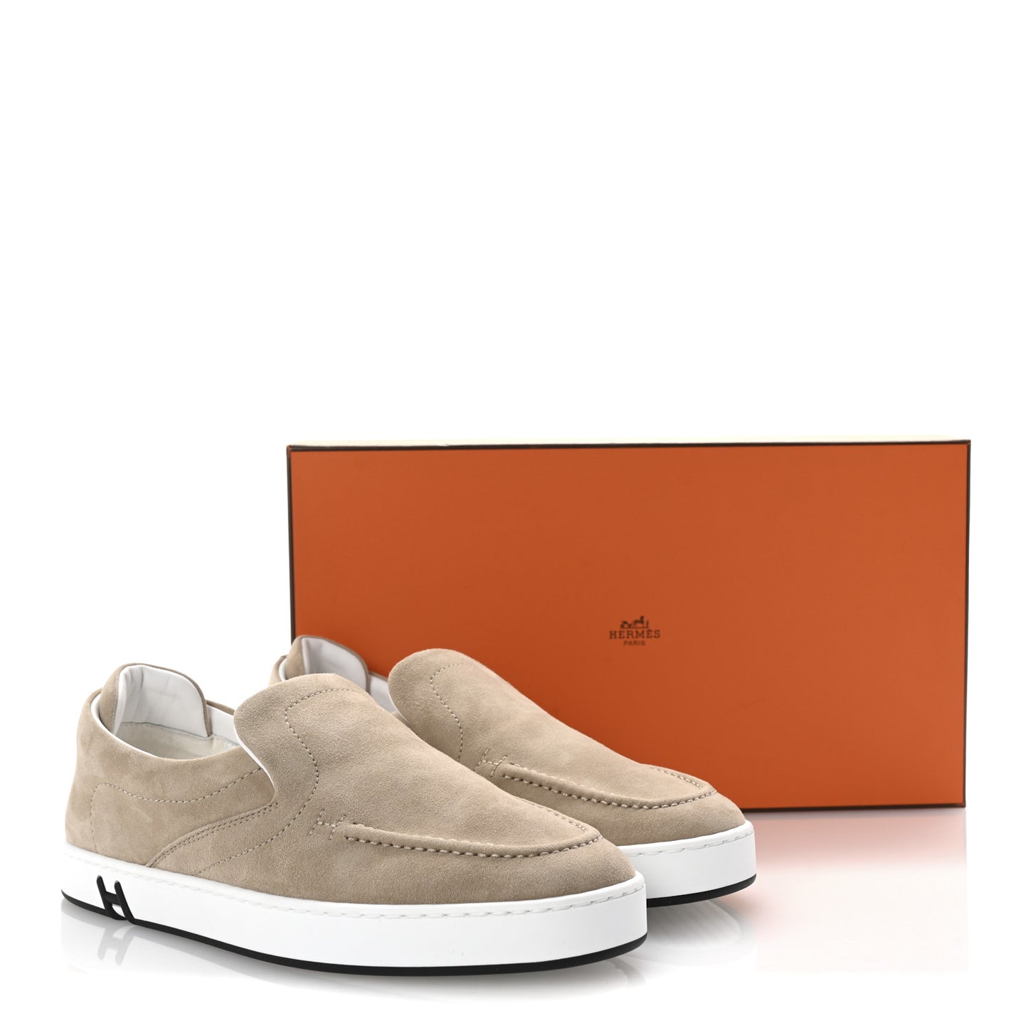 Suede Goatskin Kiddy Slip On Sneakers 38.5 Beige Esquisse