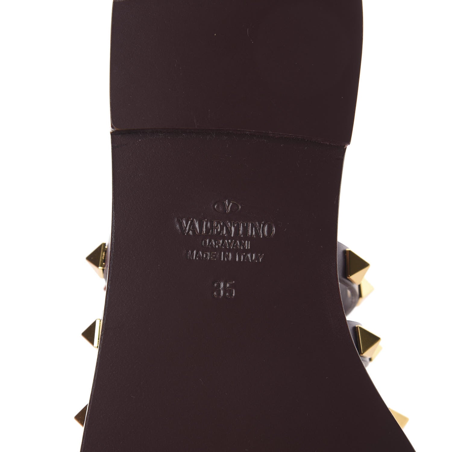 Valentino Garavani Calfskin Rockstud Flair Flat Thong Sandals 35 Rubin 6 of 7