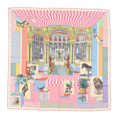 Hermes Cashmere Silk Grand Theatre Nouveau Shawl 140 White Rose Jaune Pale 1 of 4