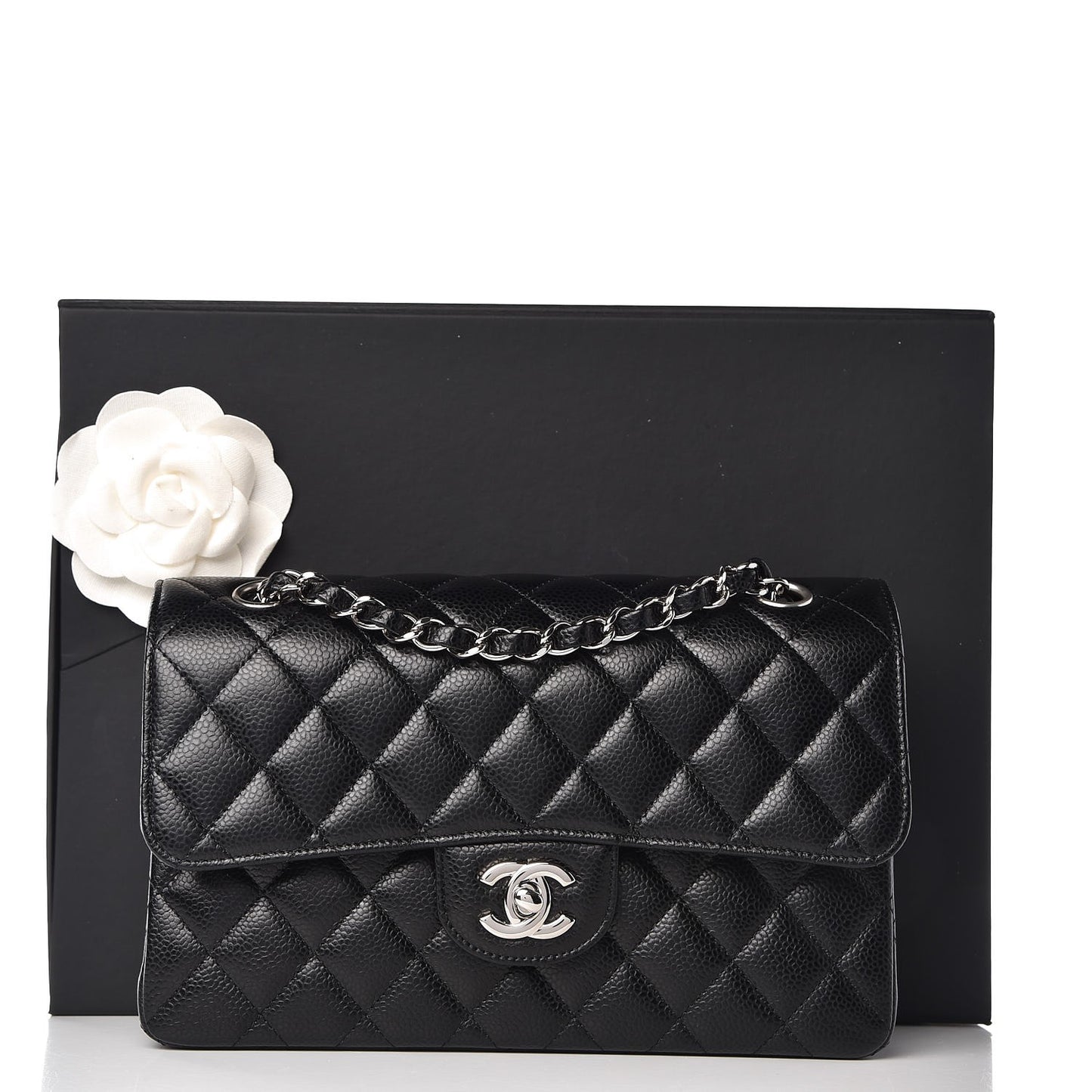 Caviar Quilted Small Double Flap Black