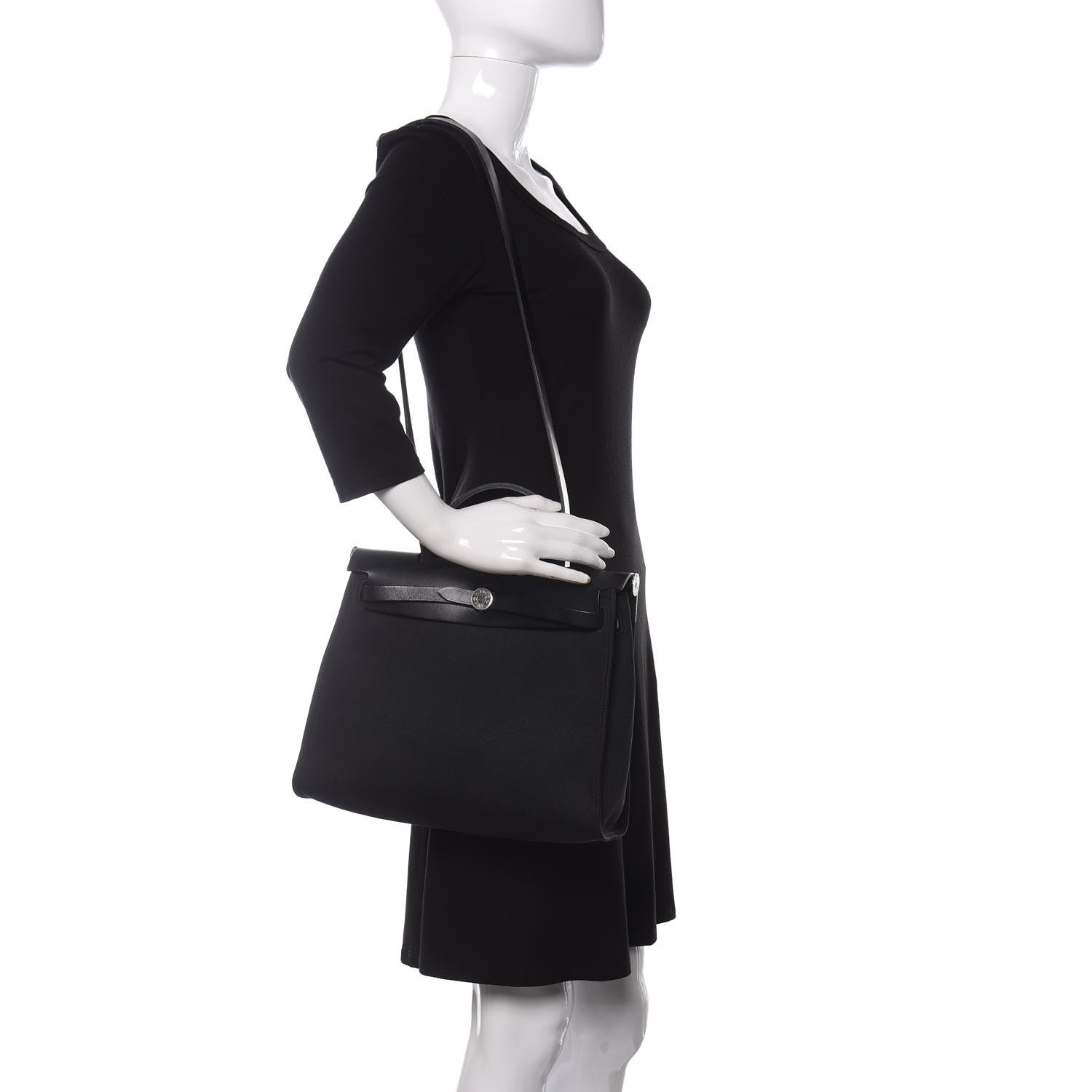 Hermes Military Toile Vache Hunter Herbag Zip PM 31 Black 2 of 9