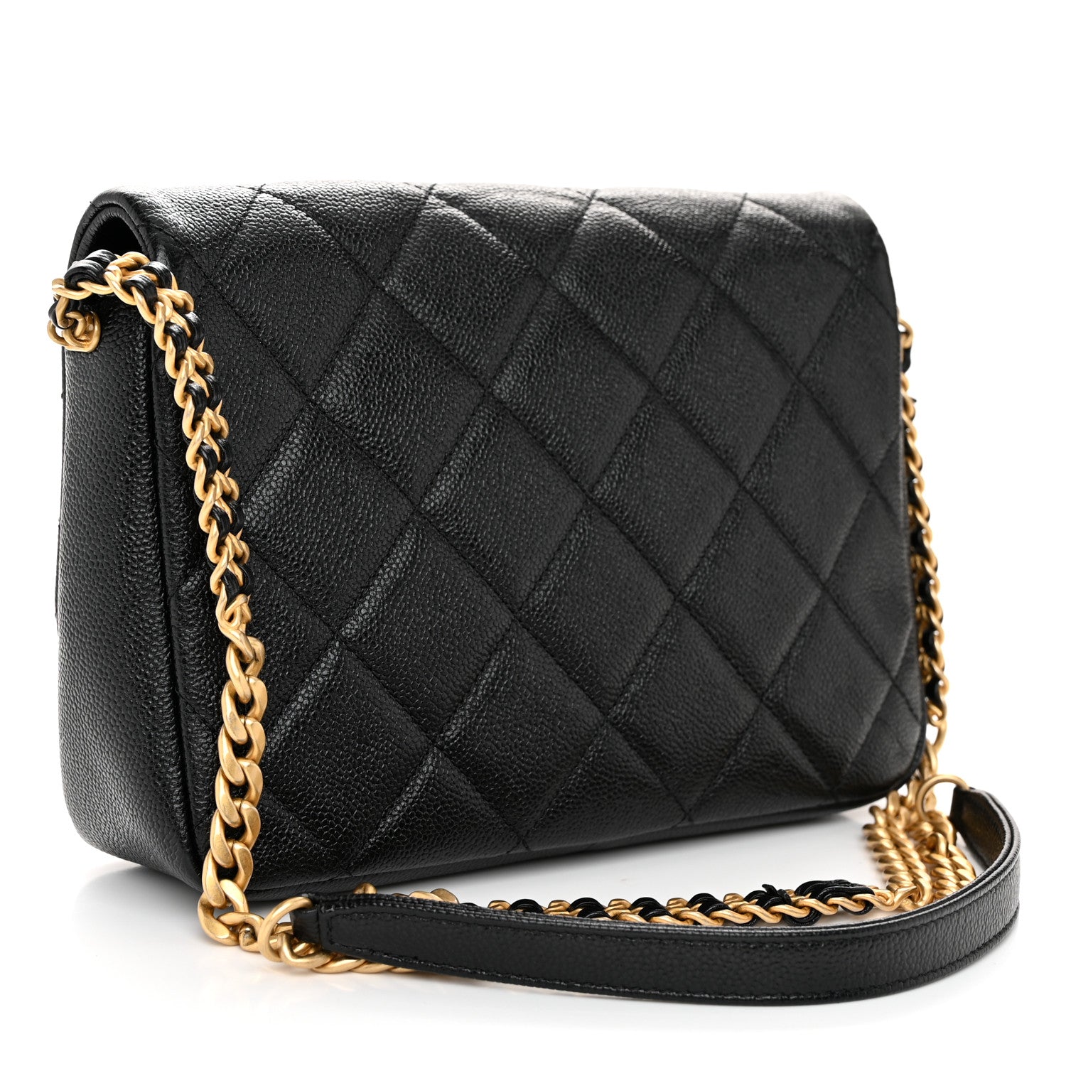 Chanel Shiny Caviar Quilted Small Chain Melody Flap Black 3 of 11