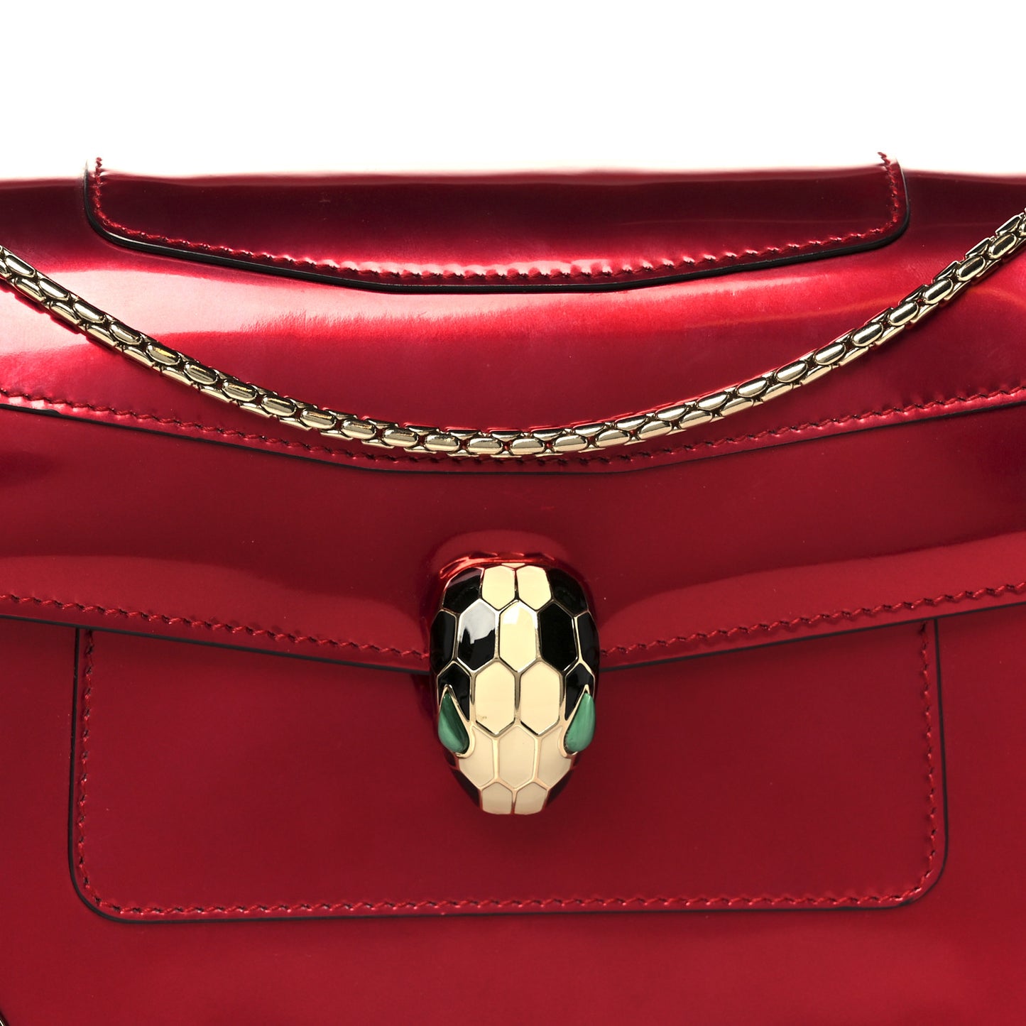 Metallic Calfskin Serpenti Forever Shoulder Bag Red