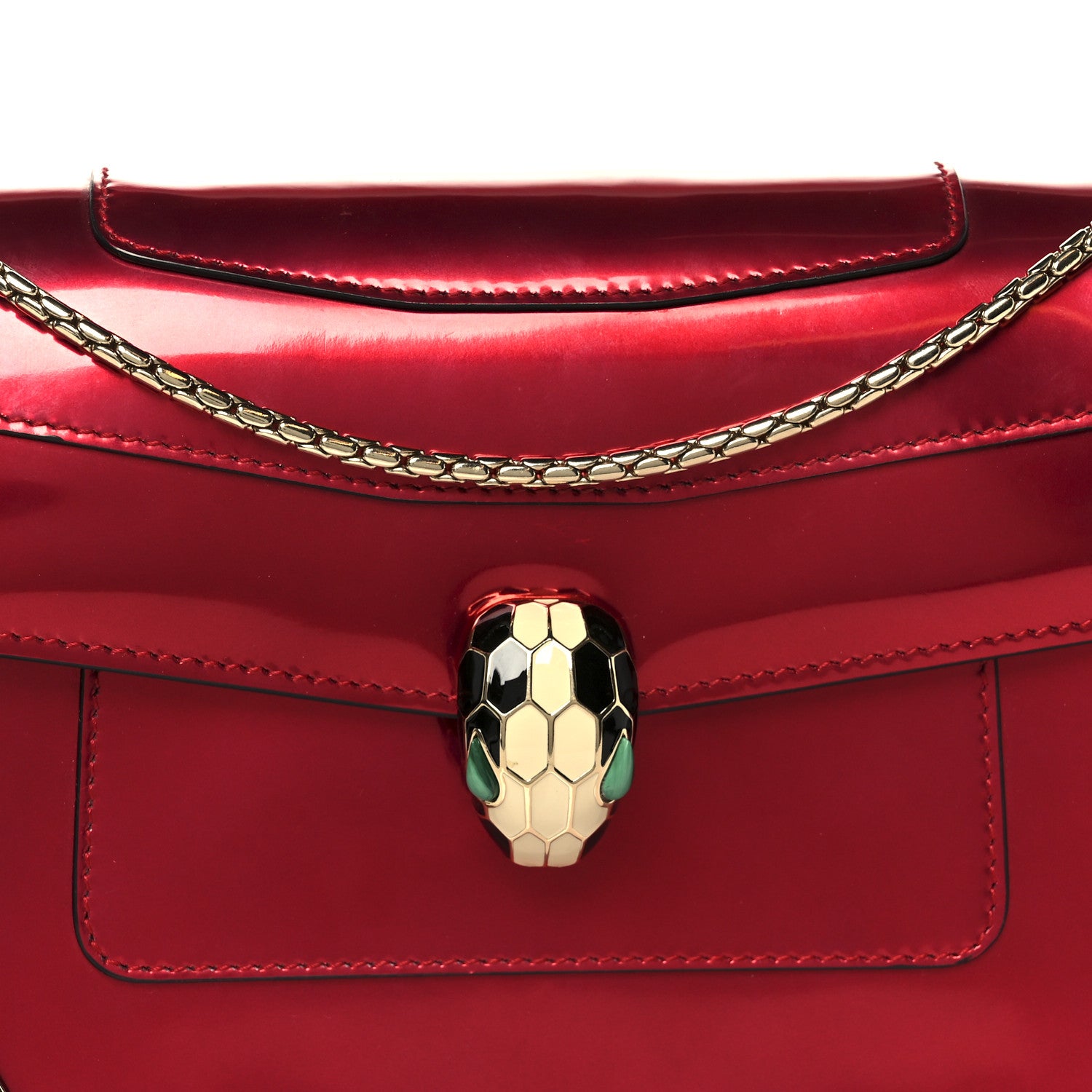 Bulgari Metallic Calfskin Serpenti Forever Shoulder Bag Red 10 of 12