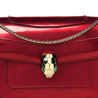 Bulgari Metallic Calfskin Serpenti Forever Shoulder Bag Red 10 of 12