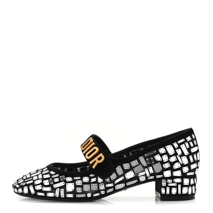 Christian Dior Mesh Embroidered Mirror Baby-D Ballet Pumps 36 Black 1 of 9