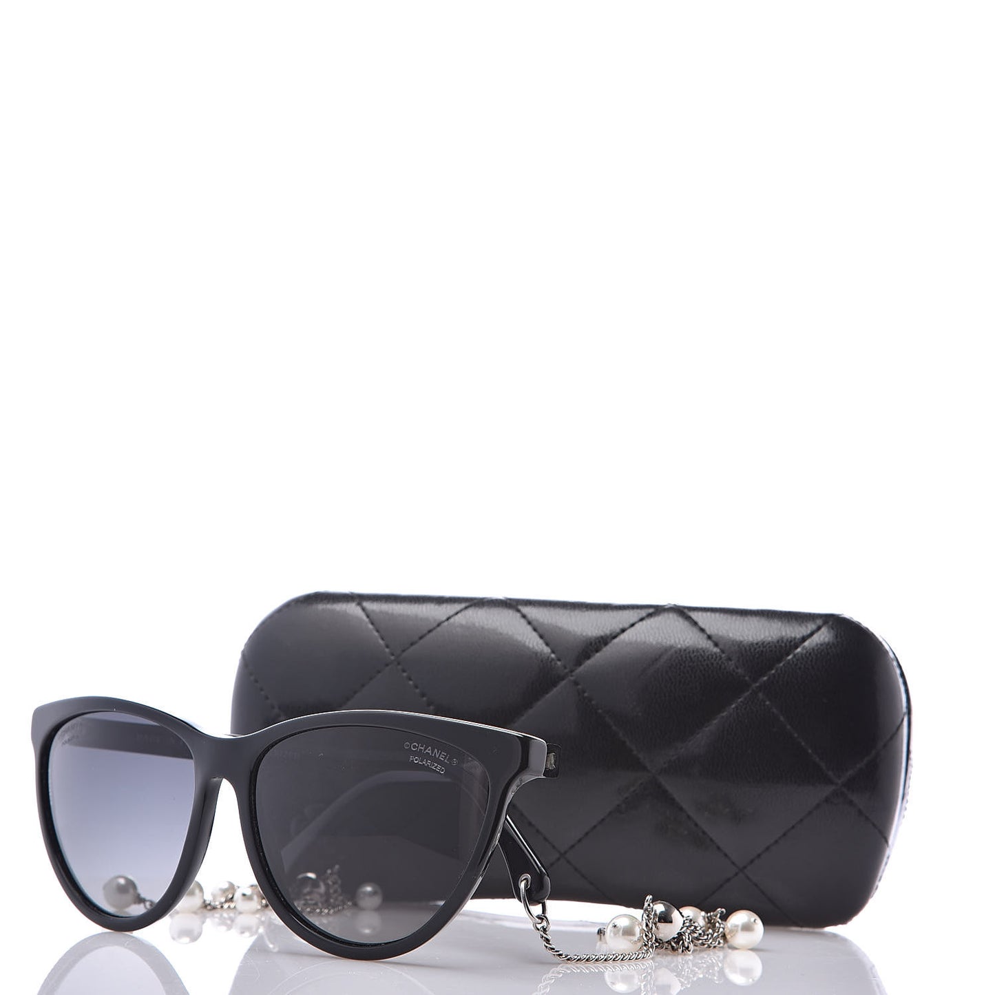 Acetate Fantasy Pearl Cat Eye Sunglasses 5341-H Black