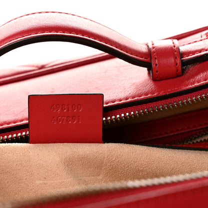 Gucci Calfskin Matelasse Sylvie Web Small GG Marmont Top Handle Shoulder Bag Hibiscus Red 7 of 13