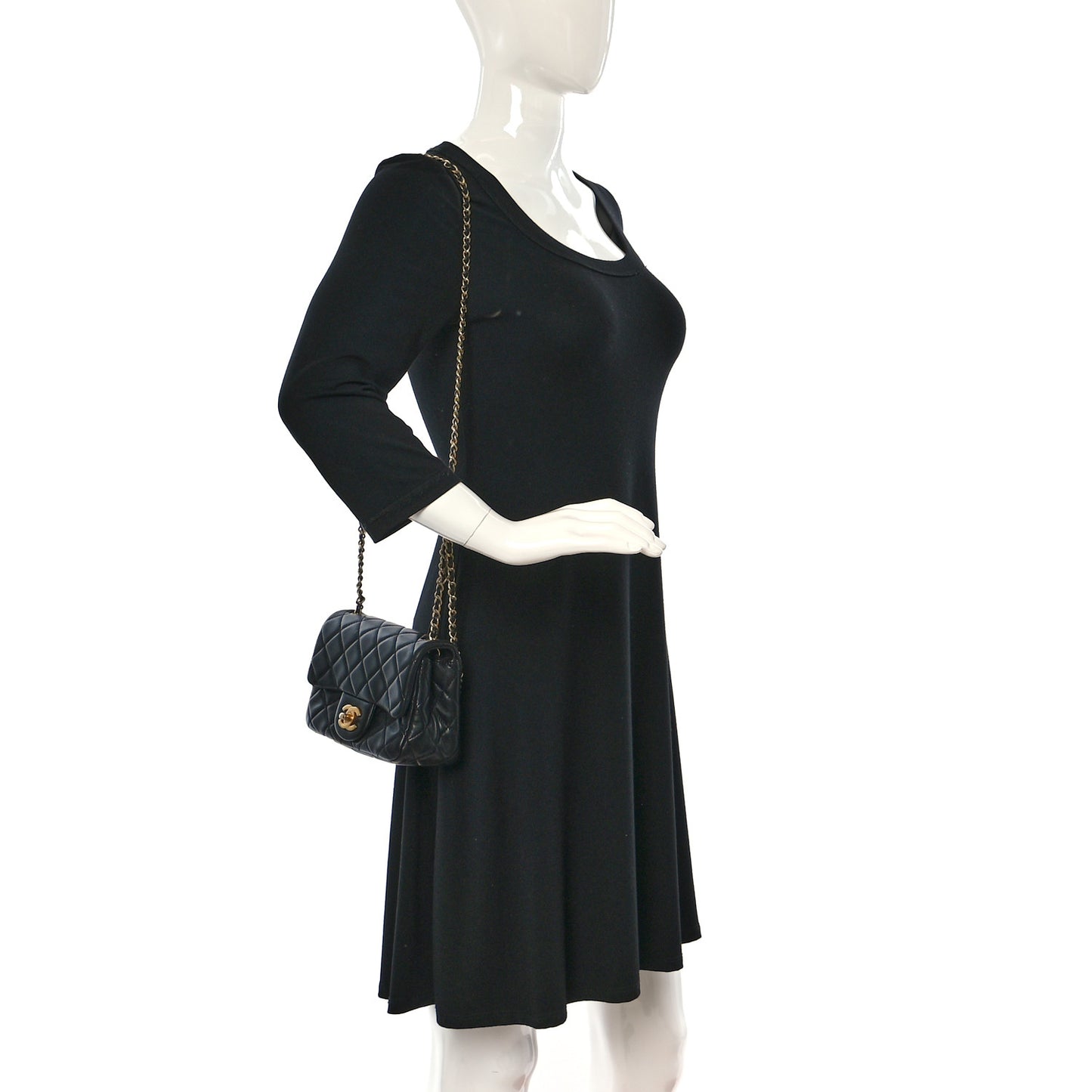 Lambskin Quilted Mini Pearl Crush Flap Black