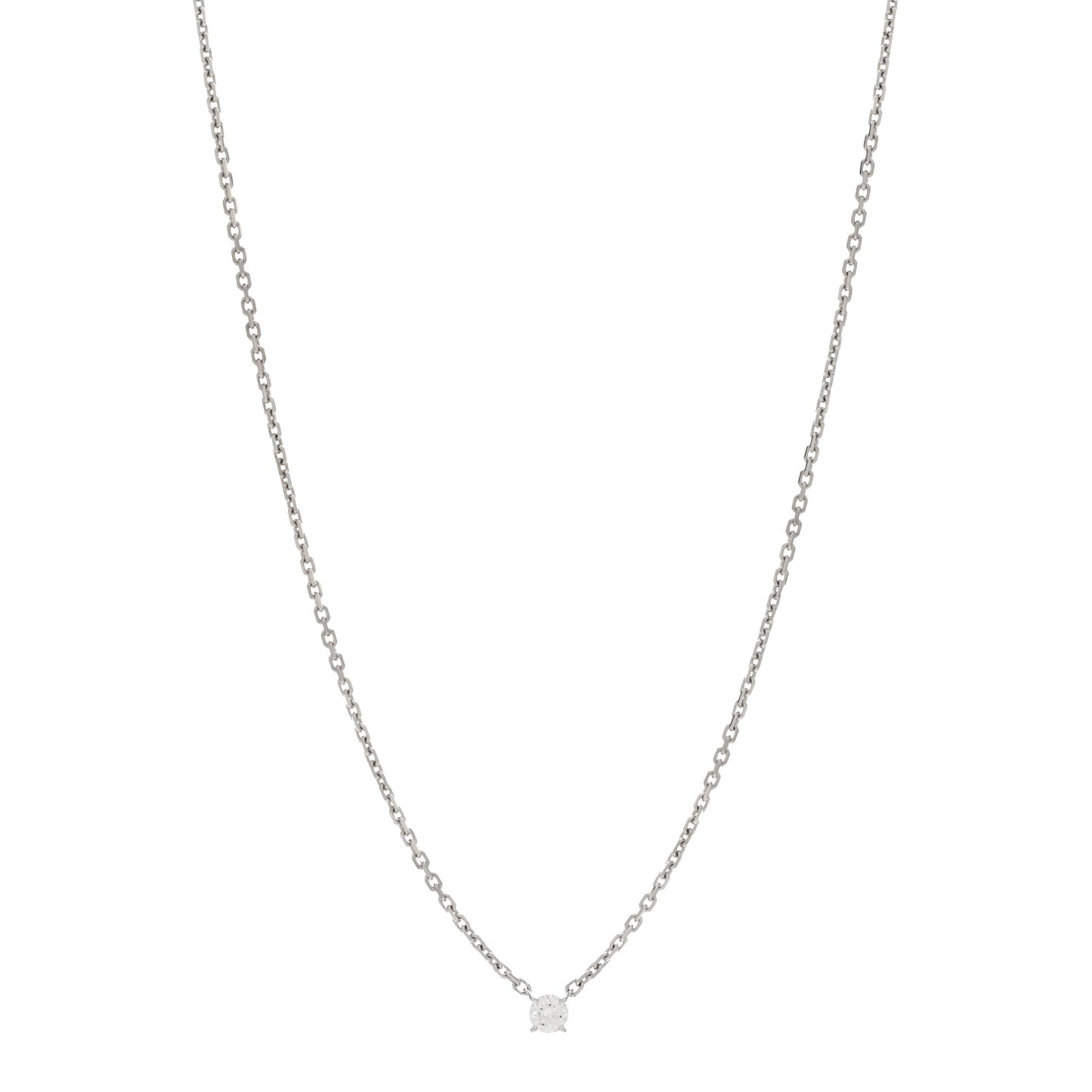 18K White Gold Diamond .23ct 1895 Solitaire Pendant Necklace