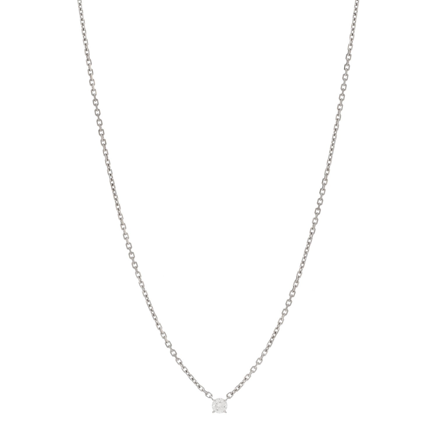 Cartier 18K White Gold Diamond .23ct 1895 Solitaire Pendant Necklace 1 of 4