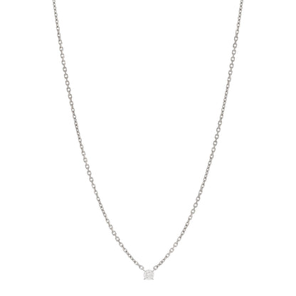 Cartier 18K White Gold Diamond .23ct 1895 Solitaire Pendant Necklace 1 of 4