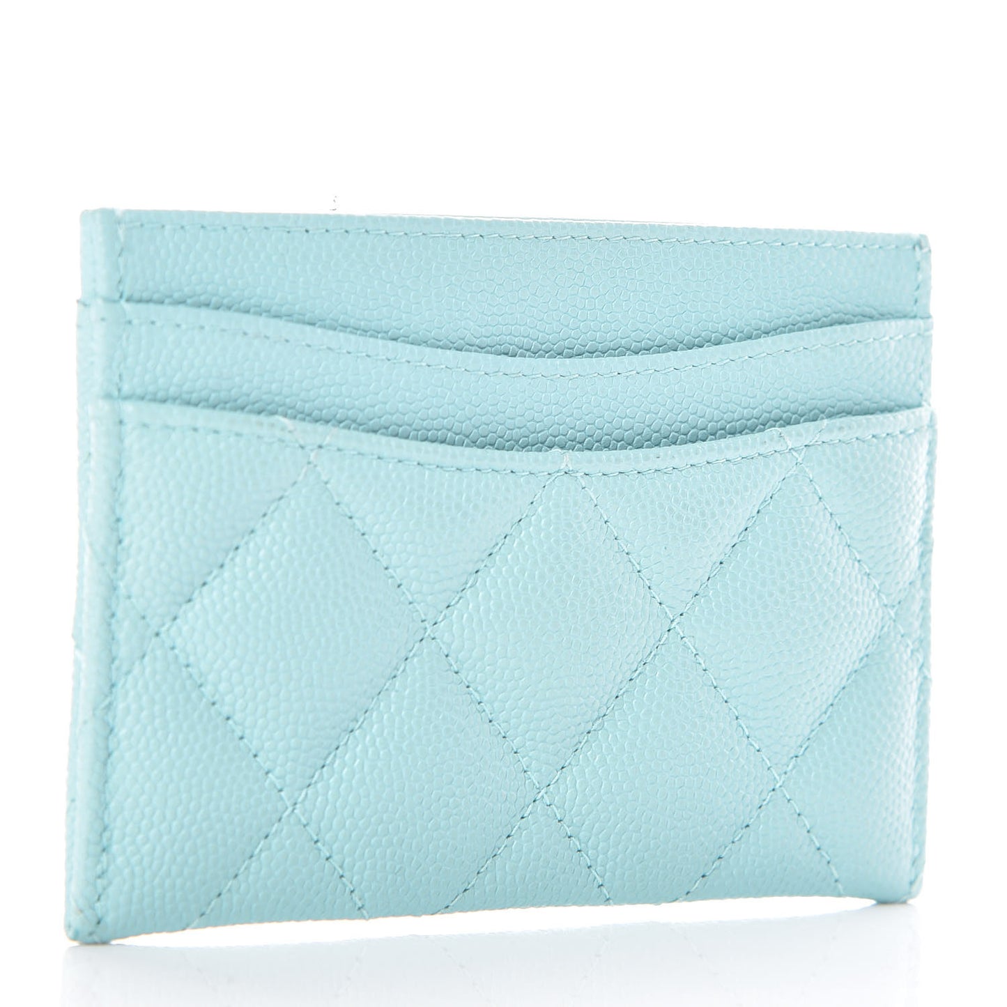 Caviar Quilted Card Holder Light Blue