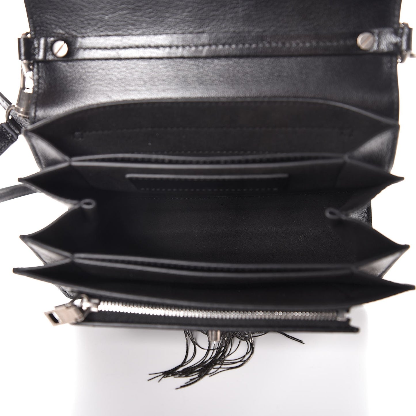 Goatskin Fringe Small GV3 Shoulder Bag Black