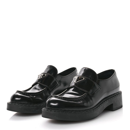 Prada Spazzolato Metal Triangle Logo 50mm Loafers 38 Black 4 of 7