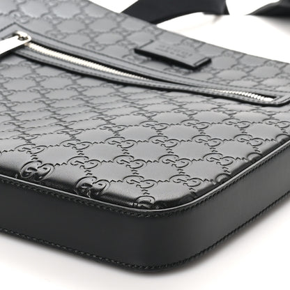 Gucci Guccissima Signature Medium Flat Messenger Bag Black 10 of 10
