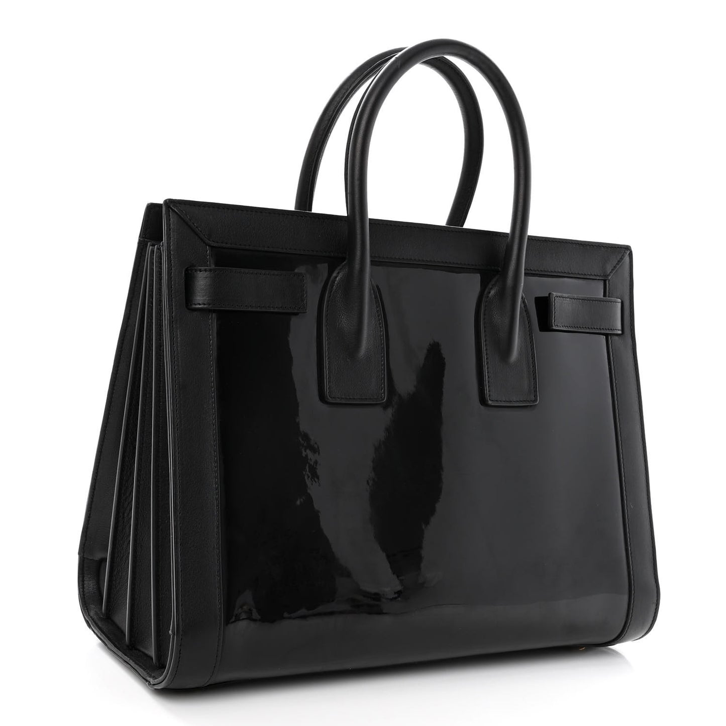 Patent Calfskin Small Sac de Jour Black