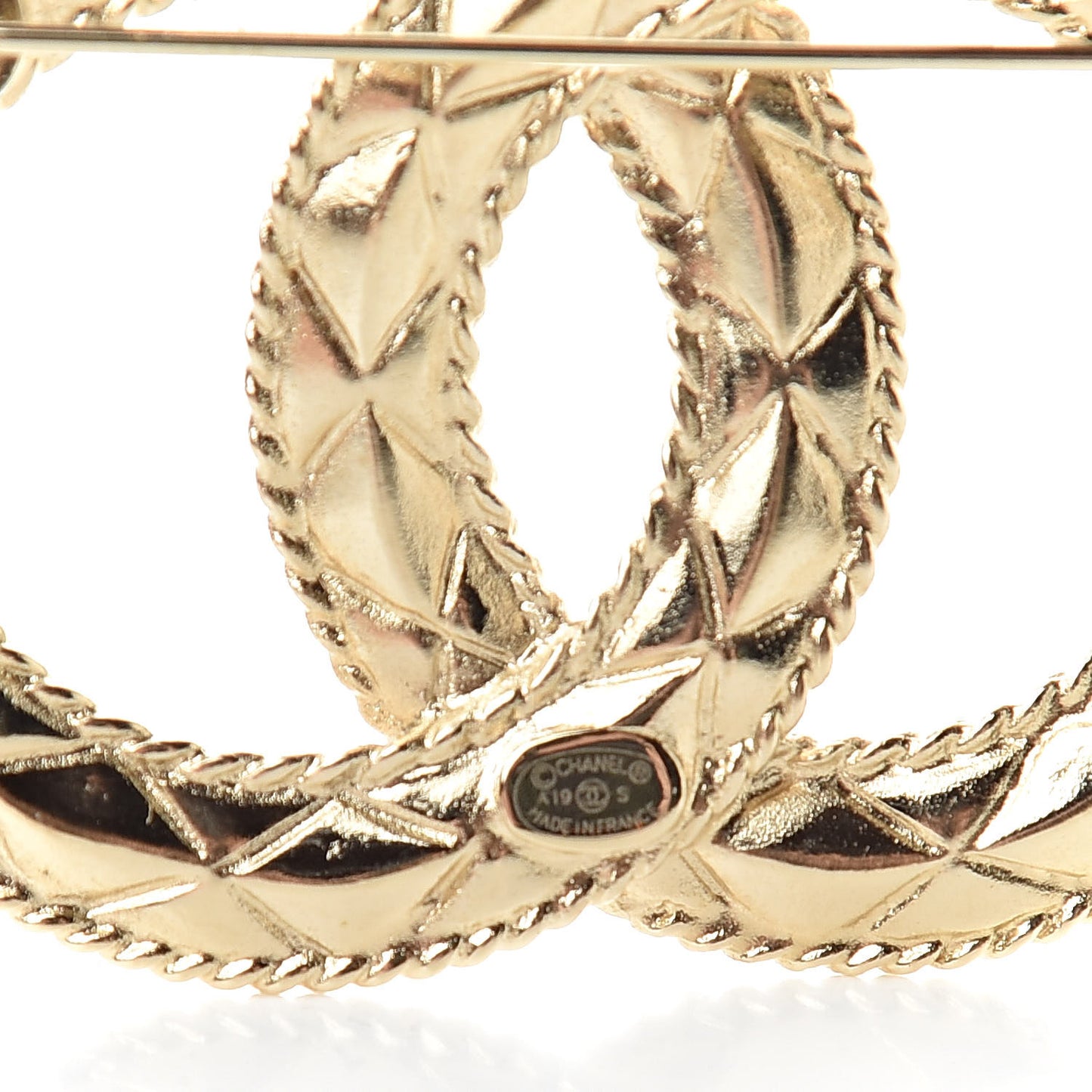 Pearl Crystal CC Brooch Gold