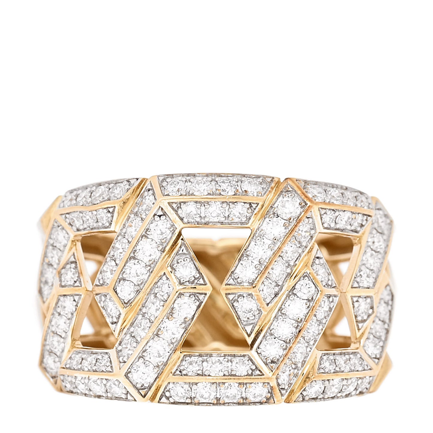 18K Yellow Gold Diamond 16mm Carlyle Ring 57 8