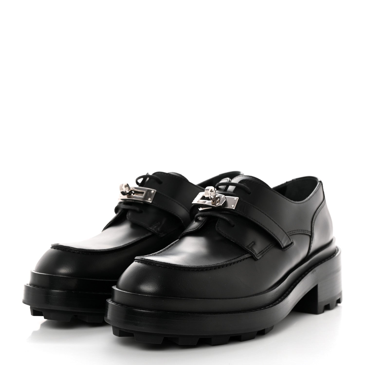 Hermes Glossed Calfskin First Oxford 38.5 Black 3 of 9
