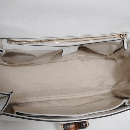 Gucci Pebbled Calfskin Large New Bamboo Medium Top Handle Bag White 7 of 7