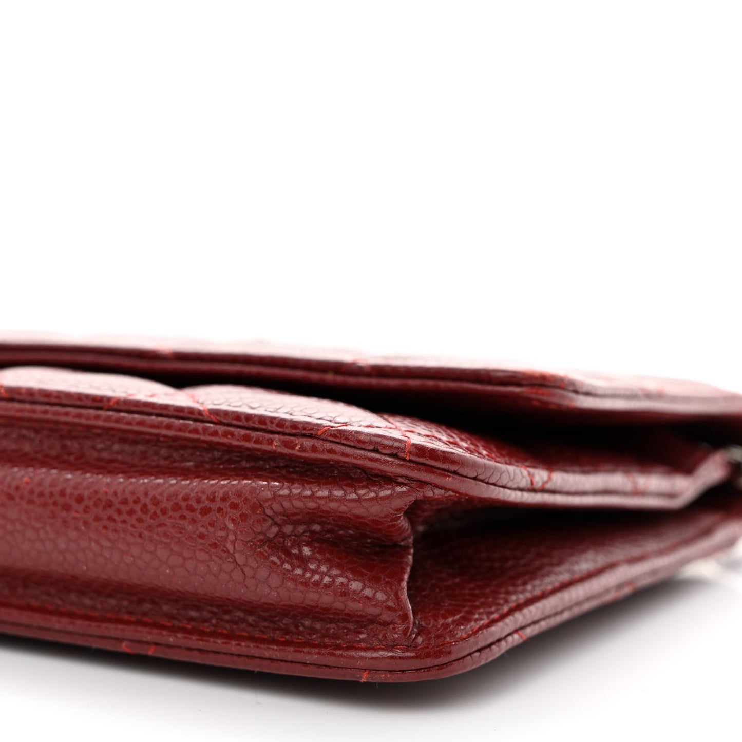 Caviar Quilted Wallet on Chain WOC Burgundy