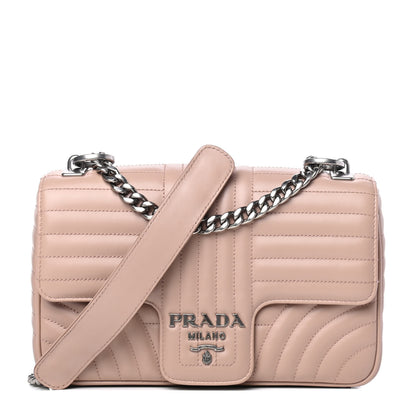 Prada Soft Calfskin Impunture Diagramme Medium Chain Flap Shoulder Bag Cipria 1 of 4