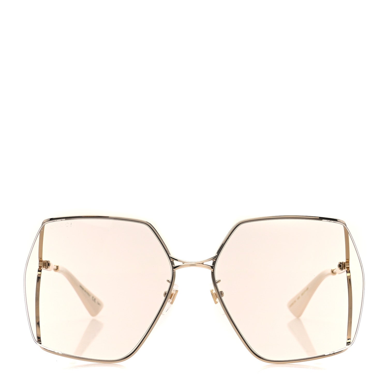 Gucci Metal Square Frame Sunglasses GG0817S Gold 2 of 8