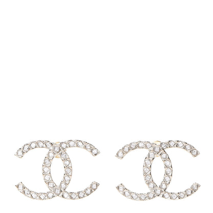 Chanel Baguette Crystal High Society CC Earrings Gold 1 of 5