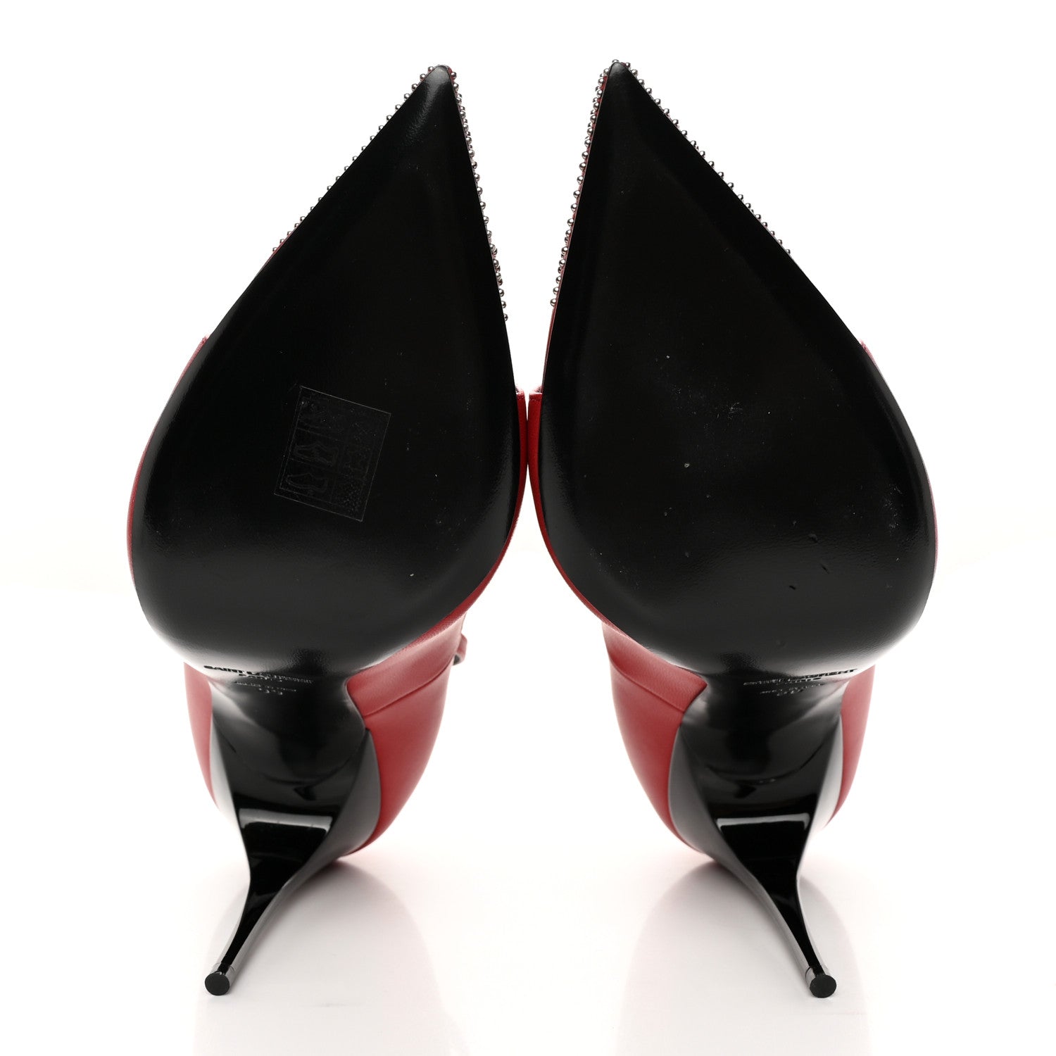 Saint Laurent Nappa Studded Palace 105 Open Toe Pumps 39 Rouge Eros 5 of 14