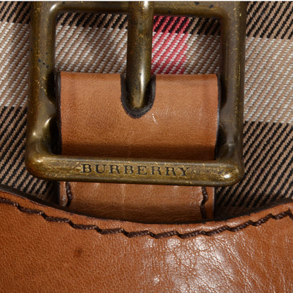 Burberry Vintage Leather House Check Tote Saddle Brown 12 of 12