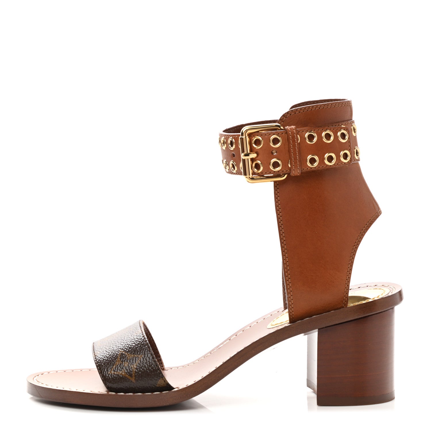 Louis Vuitton Calfskin Monogram Passenger Sandals 37.5 Cognac 1 of 8