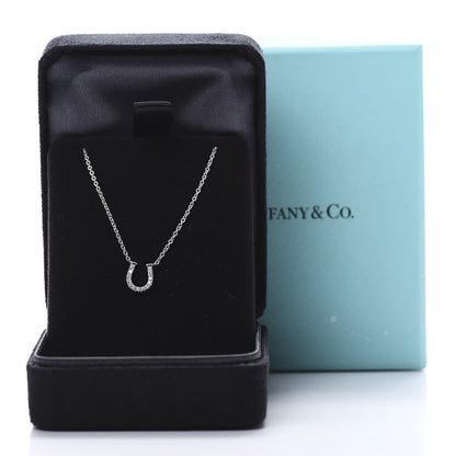 Tiffany 18K White Gold Diamond Mini Metro Horseshoe Pendant Necklace 6 of 6