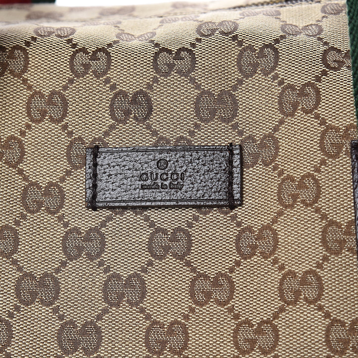 GG Monogram Web Large Collapsible Carry On Duffle Beige Brown