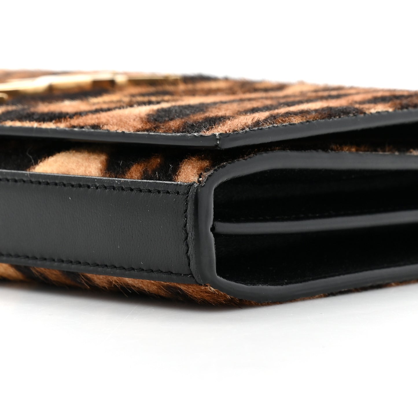 Calf Hair Monogram Chain Wallet Leopard