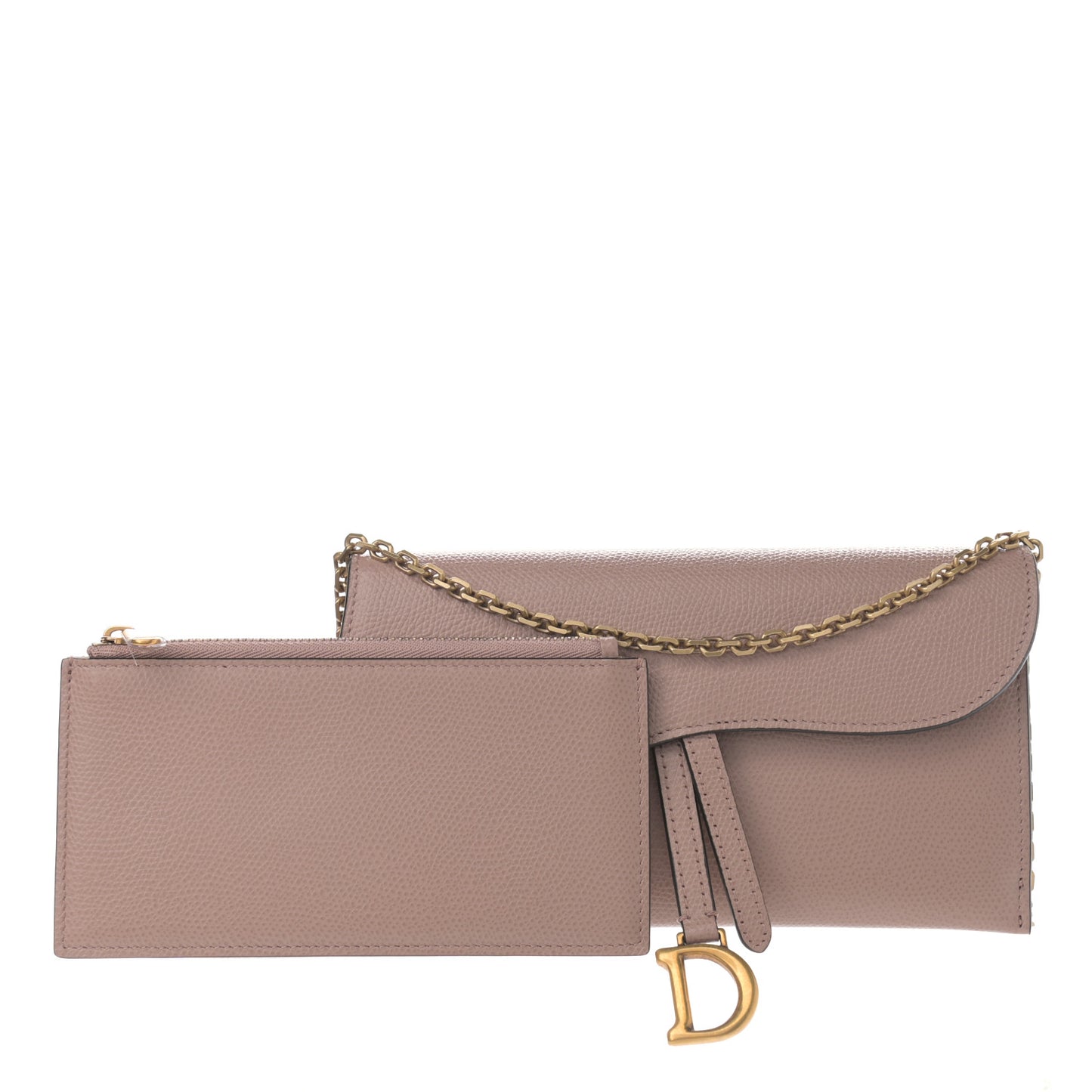 Grained Calfskin Saddle Chain Wallet Pouch Fard