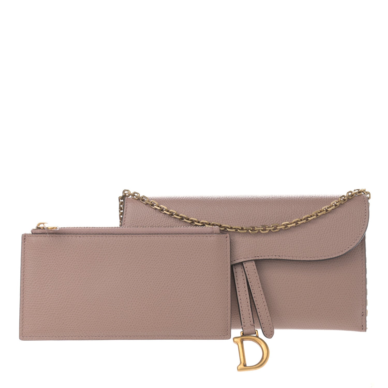 Christian Dior Grained Calfskin Saddle Chain Wallet Pouch Fard 1 of 11
