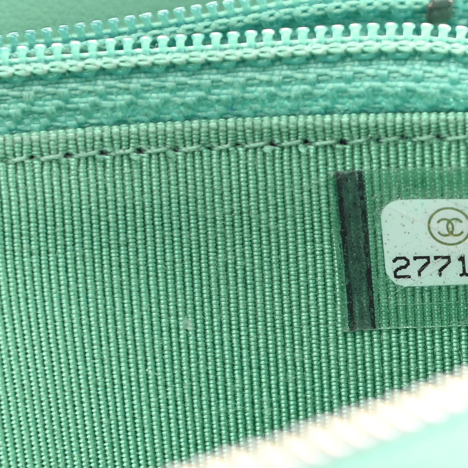 Chanel Caviar Chevron Quilted Small Zip Around Wallet Green 8 of 10