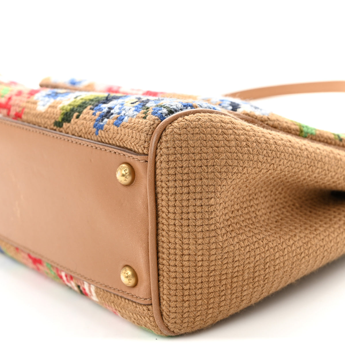 Dolce & Gabbana Crochet Embroidered Floral Print Miss Sicily Top Handle Flap Cammell Multicolor 9 of 11