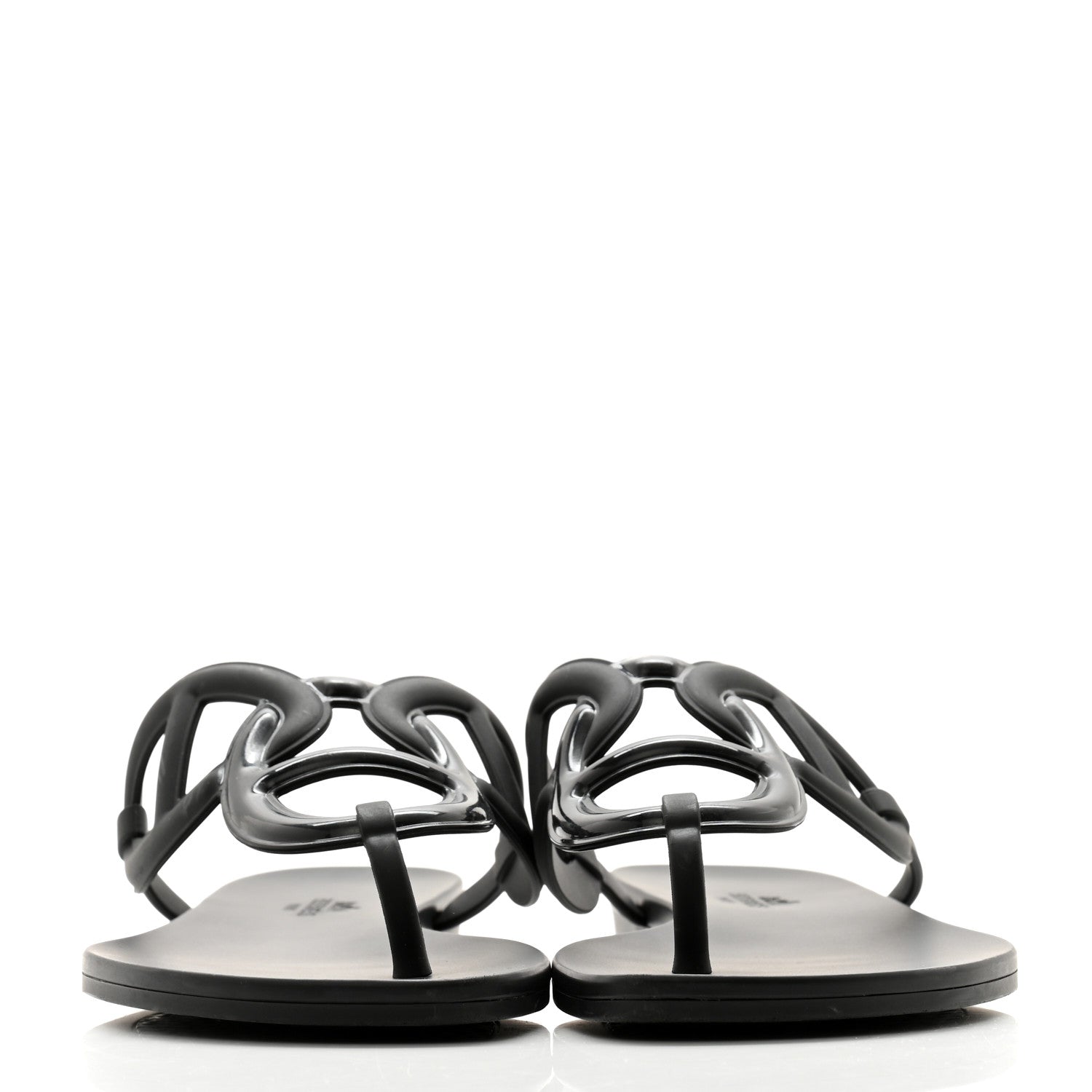 Hermes Rubber Womens Egerie Sandals 40 Black 2 of 9