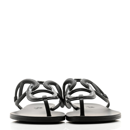 Hermes Rubber Womens Egerie Sandals 40 Black 2 of 9