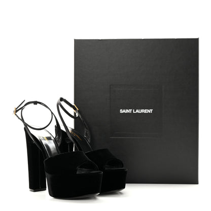 Saint Laurent Velvet Jodie Platform Sandals 38 Black 4 of 19