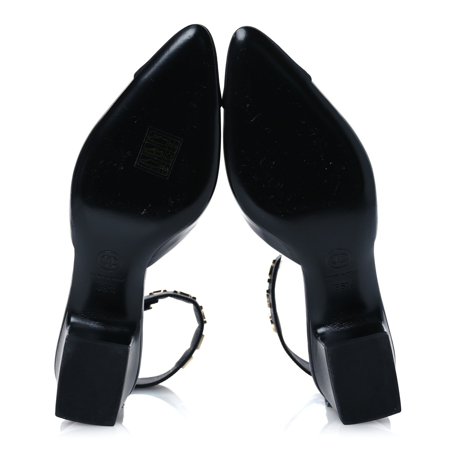 Lambskin Grosgrain Cap Toe Logo Ankle Strap Pumps 36.5 Black