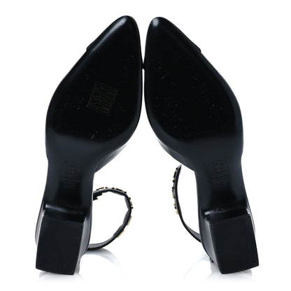 Chanel Lambskin Grosgrain Cap Toe Logo Ankle Strap Pumps 36.5 Black 7 of 12