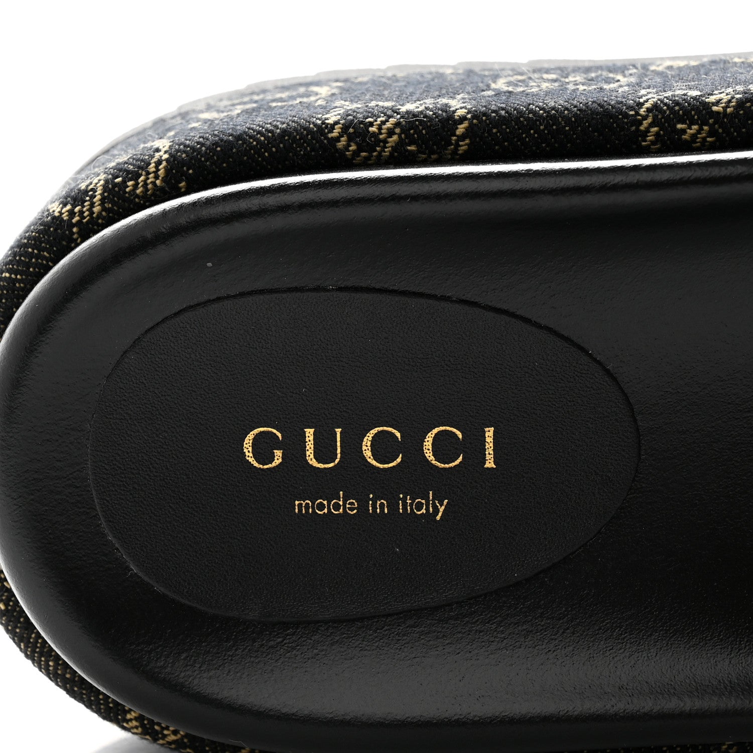 Gucci Jacquard Black Denim GG Monogram Angelina Platform 55mm Slide Sandals 38 Black Ivory 7 of 9