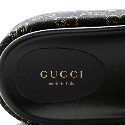 Gucci Jacquard Black Denim GG Monogram Angelina Platform 55mm Slide Sandals 38 Black Ivory 7 of 9
