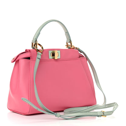 Fendi Nappa Colorblock Mini Peekaboo Iconic Satchel Rosa Fluo Oxigen Slate 3 of 8