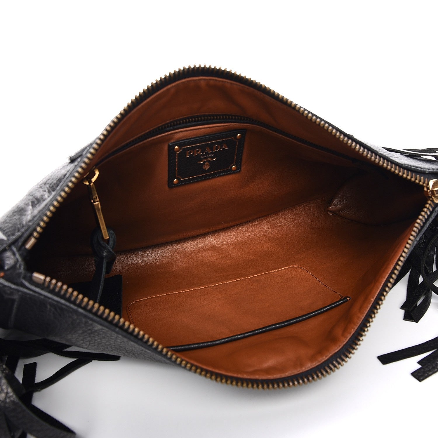 Prada Cervo Deerskin Fringe Clutch Nero Black 5 of 10
